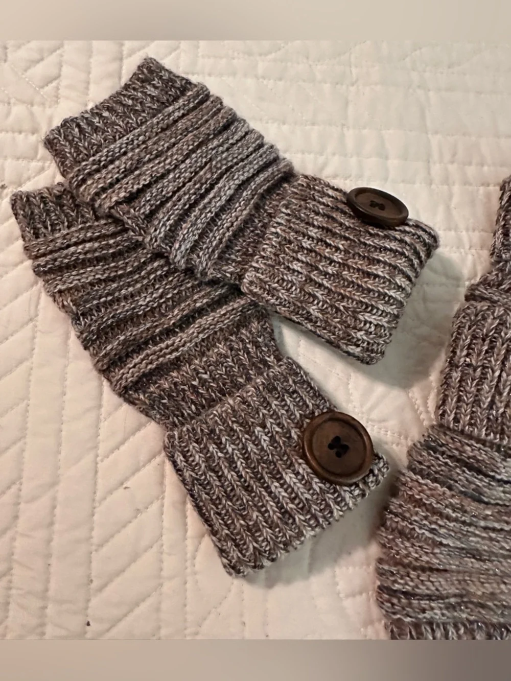 Marled Button Boot Cuffs And Fingerless Gloves Set